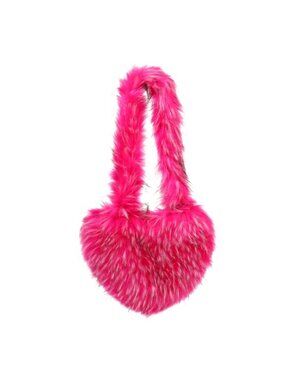 Faux Fur Heart Shaped Crossbody Bag Fluffy Shoulder Handbag